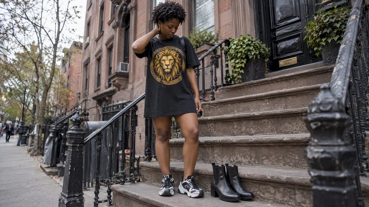 Tee Dress Outfits: Copy Streetwear Looks With One Shoe Swap